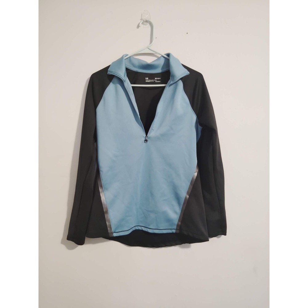 Under Armour ColdGear Women's Quarter Zip Pullover Blue‎ Black Shirt Size Medium